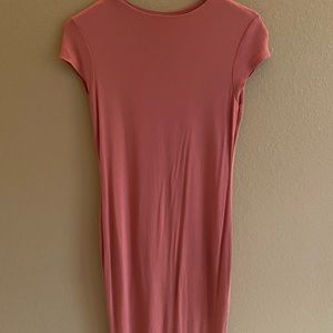 Dusty rose dress with keyhole cut in back
